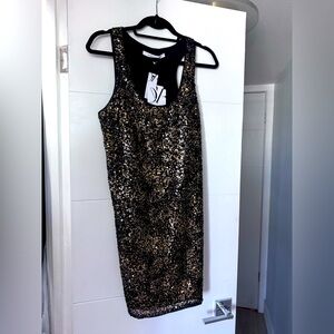 DVF Black & Gold Sequined Pellina party dress ✨🥂 - NWT